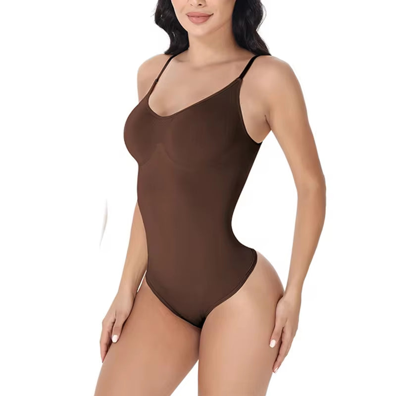 Ultimate V Neck Spaghetti Strap Compression Bodysuit 